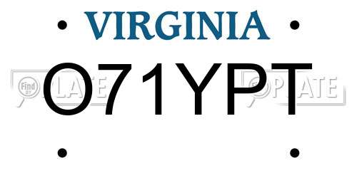 O71YPT Virginia License Plate