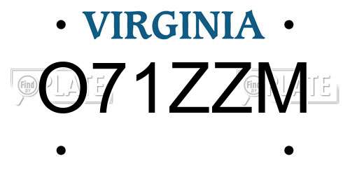 O71ZZM Virginia License Plate