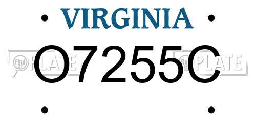 O7255C Virginia License Plate