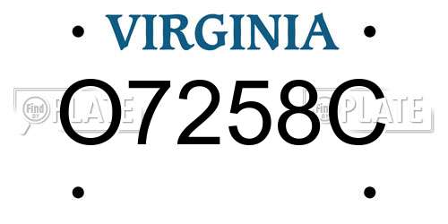 O7258C Virginia License Plate