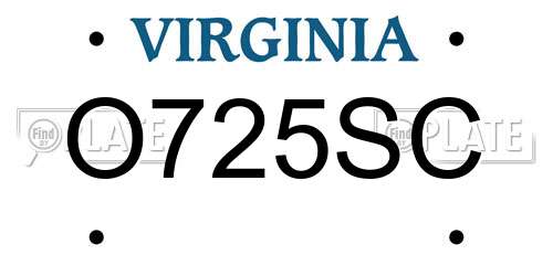 O725SC Virginia License Plate