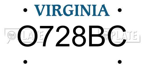 O728BC Virginia License Plate