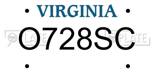 O728SC Virginia License Plate