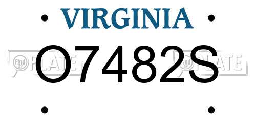 O7482S Virginia License Plate