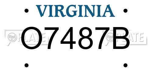 O7487B Virginia License Plate