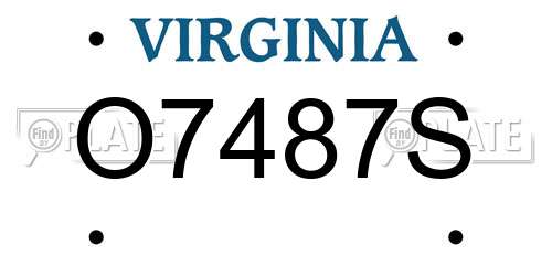 O7487S Virginia License Plate