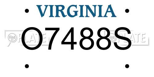 O7488S Virginia License Plate