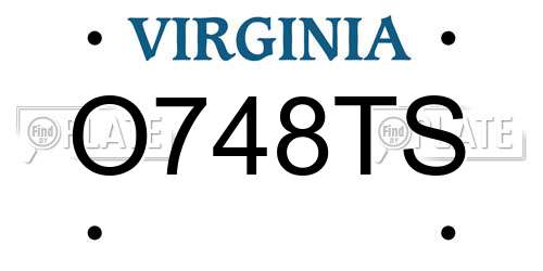 O748TS Virginia License Plate