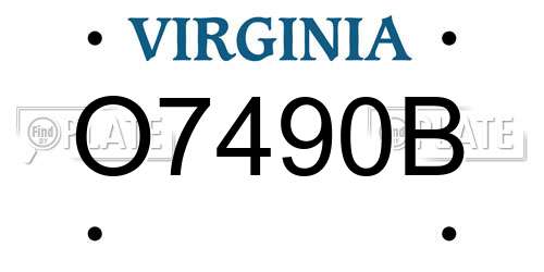 O7490B Virginia License Plate