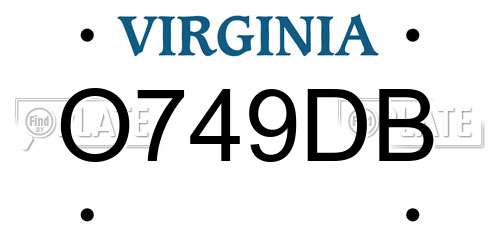 O749DB Virginia License Plate