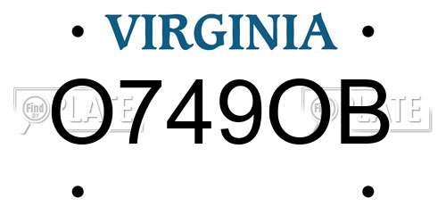 O749OB Virginia License Plate