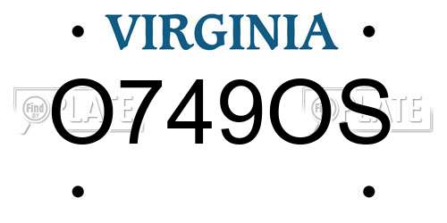 O749OS Virginia License Plate