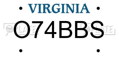 O74BBS Virginia License Plate