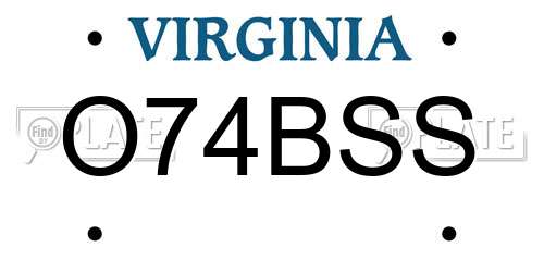 O74BSS Virginia License Plate