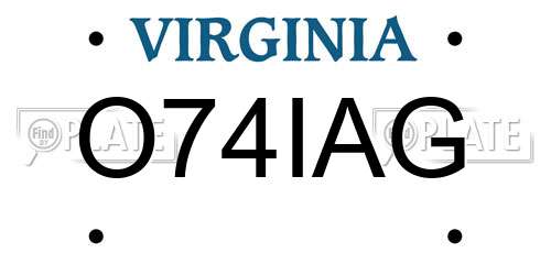 O74IAG Virginia License Plate