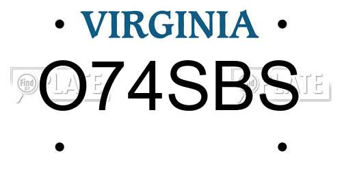 O74SBS Virginia License Plate