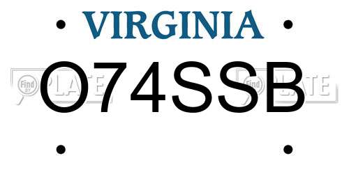 O74SSB Virginia License Plate
