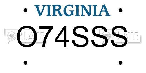O74SSS Virginia License Plate