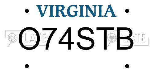 O74STB Virginia License Plate