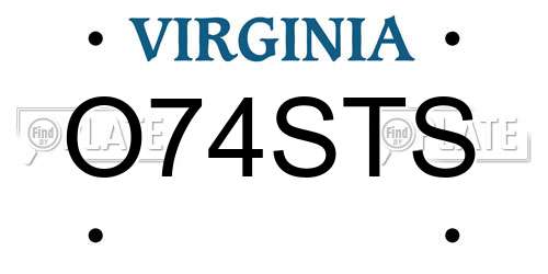 O74STS Virginia License Plate