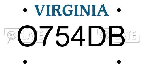 O754DB Virginia License Plate