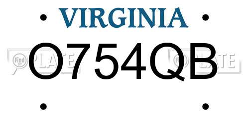 O754QB Virginia License Plate