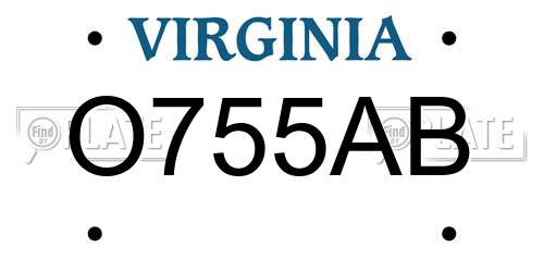 O755AB Virginia License Plate