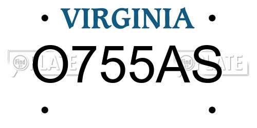 O755AS Virginia License Plate