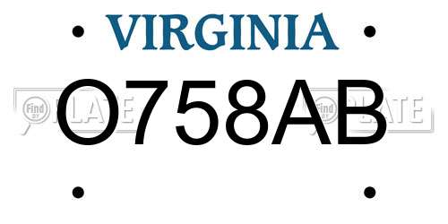 O758AB Virginia License Plate