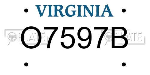 O7597B Virginia License Plate