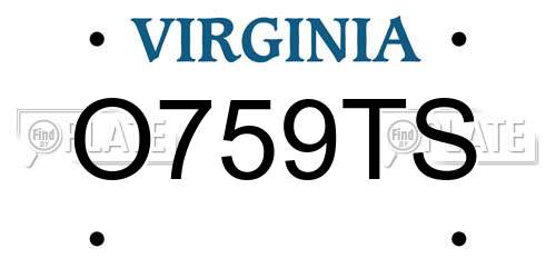 O759TS Virginia License Plate