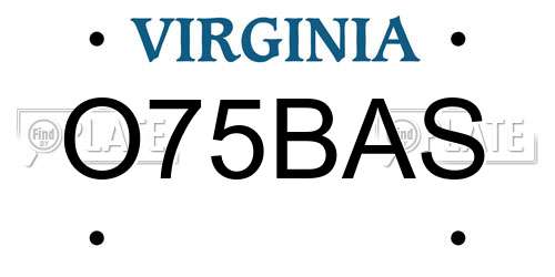 O75BAS Virginia License Plate