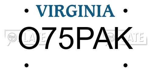 O75PAK Virginia License Plate