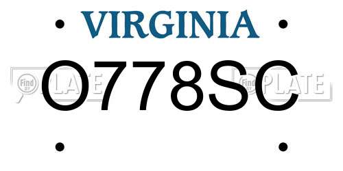 O778SC Virginia License Plate