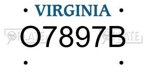 O7897B Virginia License Plate