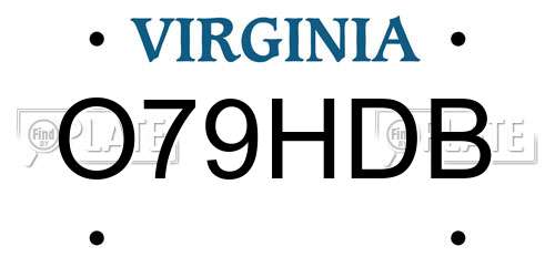 O79HDB Virginia License Plate
