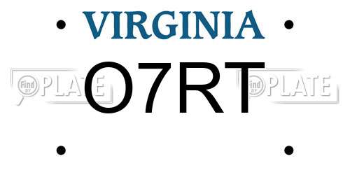 O7RT Virginia License Plate