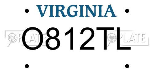 O812TL Virginia License Plate