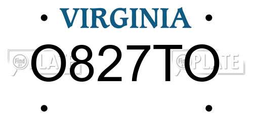 O827TO Virginia License Plate