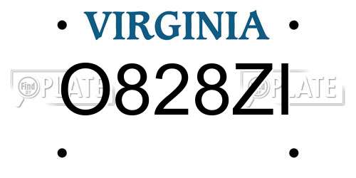 O828ZI Virginia License Plate