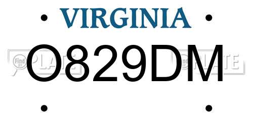 O829DM Virginia License Plate