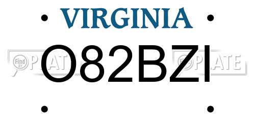 O82BZI Virginia License Plate