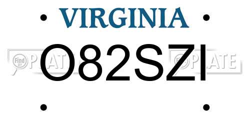 O82SZI Virginia License Plate