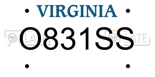O831SS Virginia License Plate