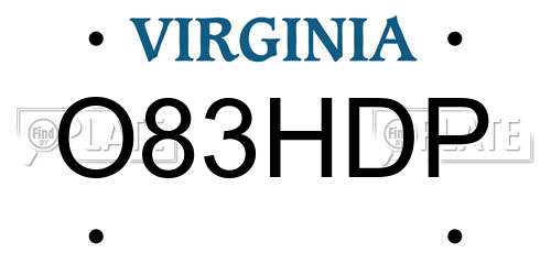 O83HDP Virginia License Plate
