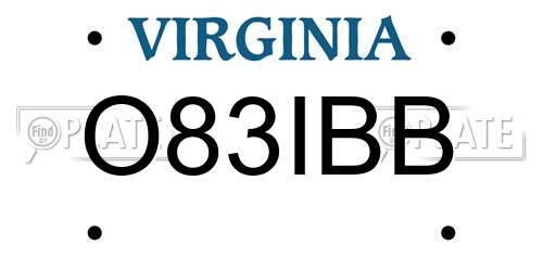 O83IBB Virginia License Plate