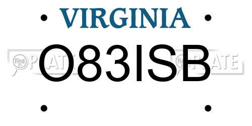 O83ISB Virginia License Plate