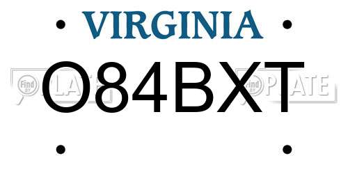 O84BXT Virginia License Plate