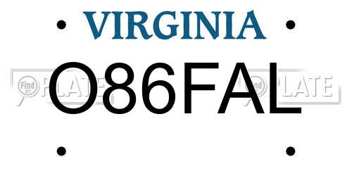O86FAL Virginia License Plate