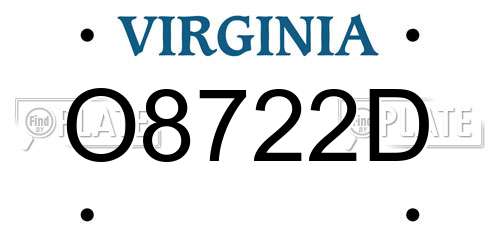 O8722D Virginia License Plate